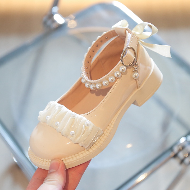 Giày Búp Bê Da Bóng Đế Mềm Đính Nơ Xinh Xắn Cho Bé Gái 3-16 Tuổi