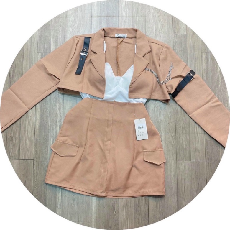 Áo khoác vest lửng dây xích cá tính chất tuyết mưa - S5U