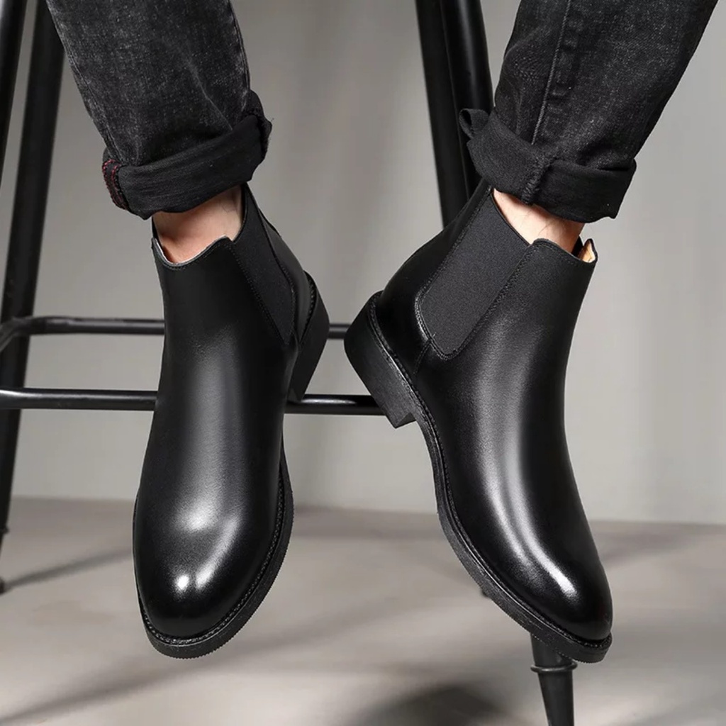 Giày Chelsea boots thời trang nam tăng 3.5cm chiều cao chất liệu da bò | BigBuy360 - bigbuy360.vn