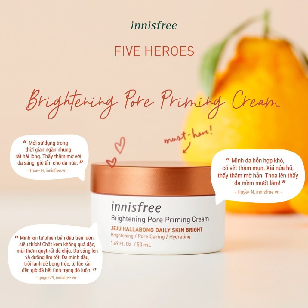 Kem dưỡng da innisfree Green Tea/Innisfree Jeju Cherry Blossom/Innisfree Enriched Orchid/ Innisfree Brightening 50ml