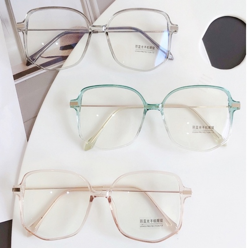 Kính Chống Bức Xạ Mặt Vuông Oversize Chất Liệu Kim Loại Cho Nữ