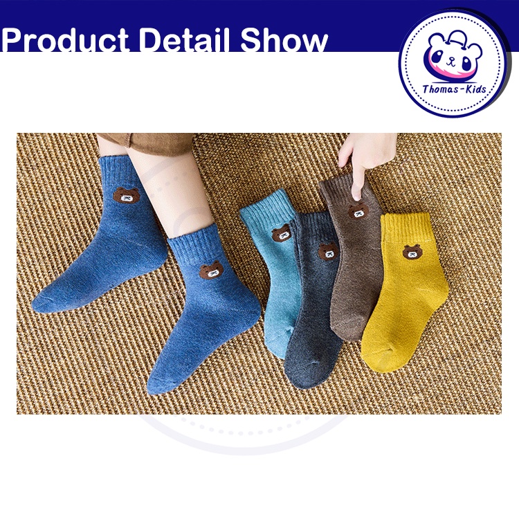 Set 5 Đôi Vớ Nhung Dày Ấm Áp In Họa Tiết Hoạt Hình Cho Bé Từ 1-12 Tuổi