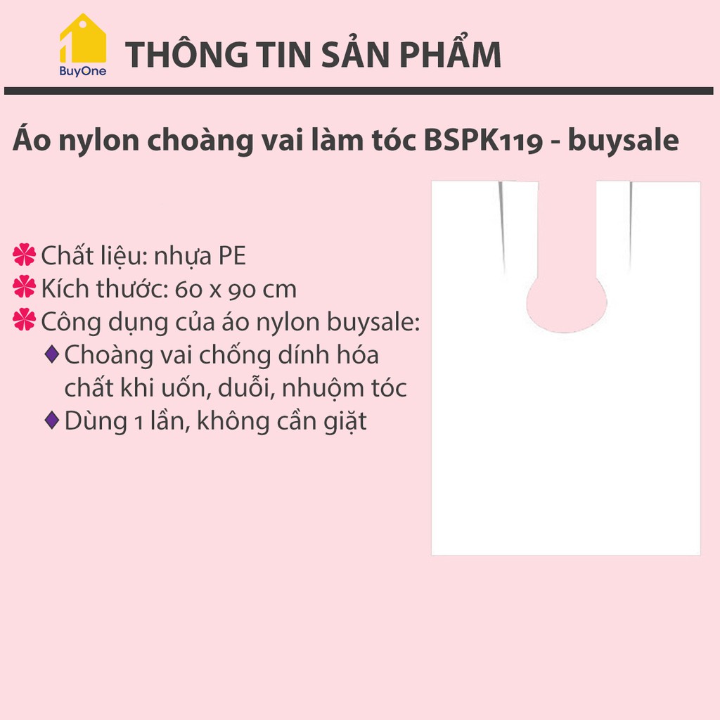 Túi 200 cái áo choàng nylon PE dùng 1 lần để vào hóa chất cho tóc kích thước 60 x 90cm - BOPK119 - buyone