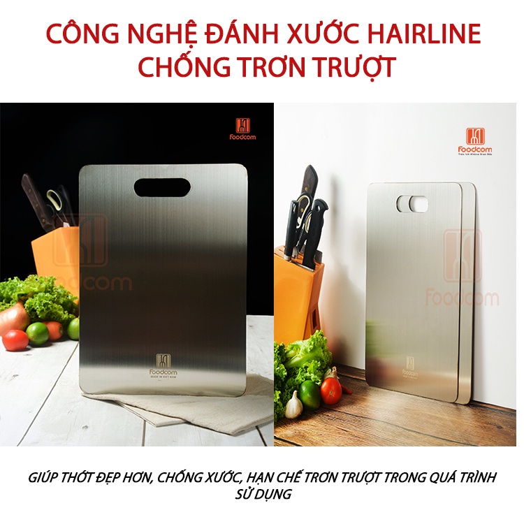 Thớt Inox 201 FOODCOM, thớt đa năng chống ẩm mốc, kháng khuẩn, bảo vệ sức khỏe cho gia đình bạn.