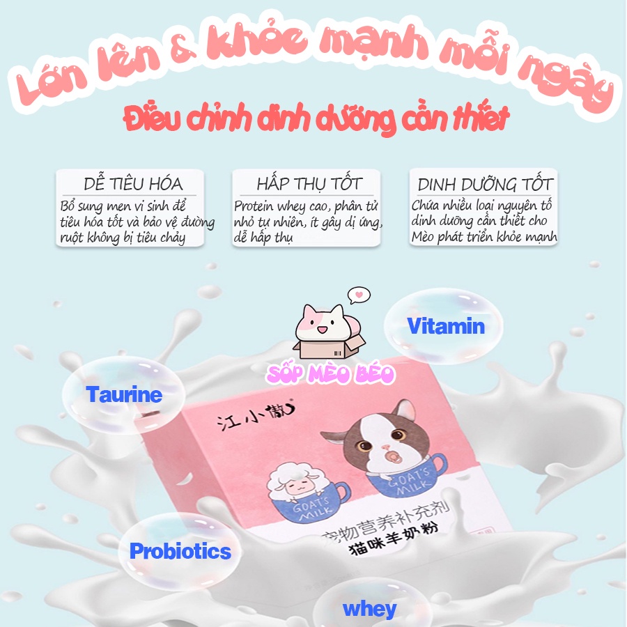 Sữa bột Dê cho Mèo con, Mèo bầu, Mèo già, gói 5gr hãng Jiang Xiao cân bằng dinh dưỡng hoàn hảo