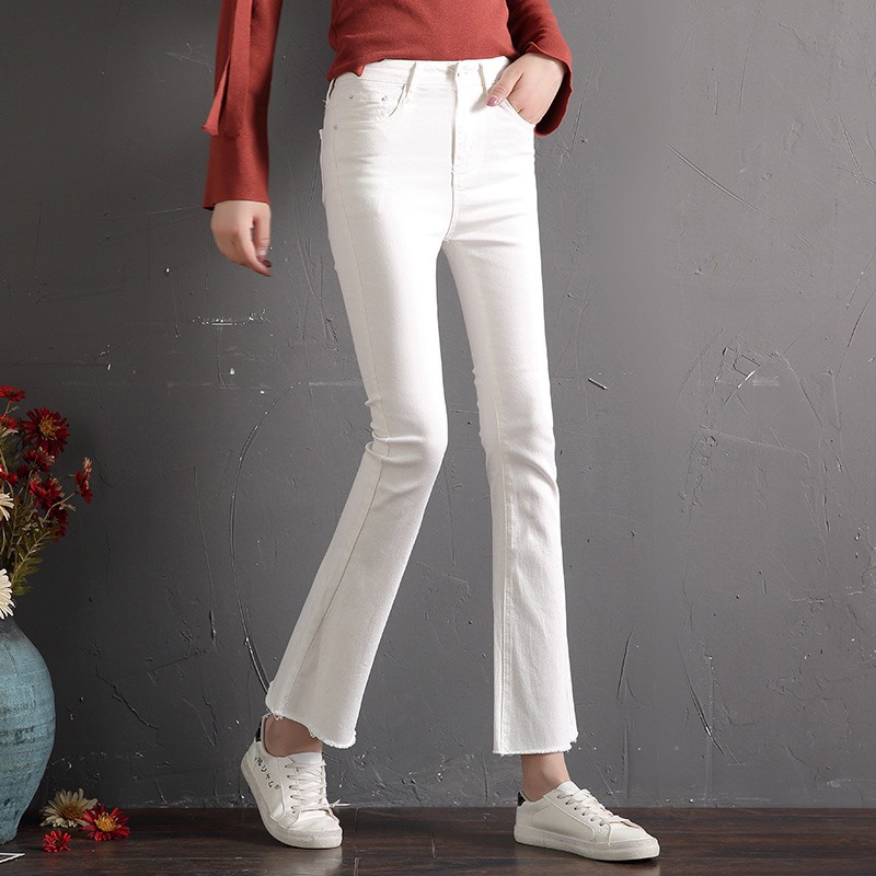 Quần jeans ống loe đen trắng Kanimi chất co giãn cực đẹp - QJ05 | BigBuy360 - bigbuy360.vn