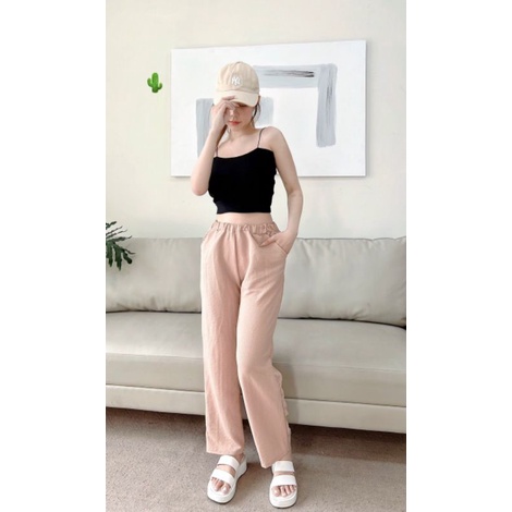 Quần ống rộng vải xốp thoải mái PC