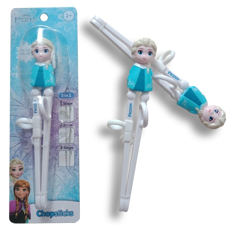 Đũa tập ăn 3D hình Elsa, Anna (Nữ hoàng băng giá) 3 in 1，có ảnh thật -Disney