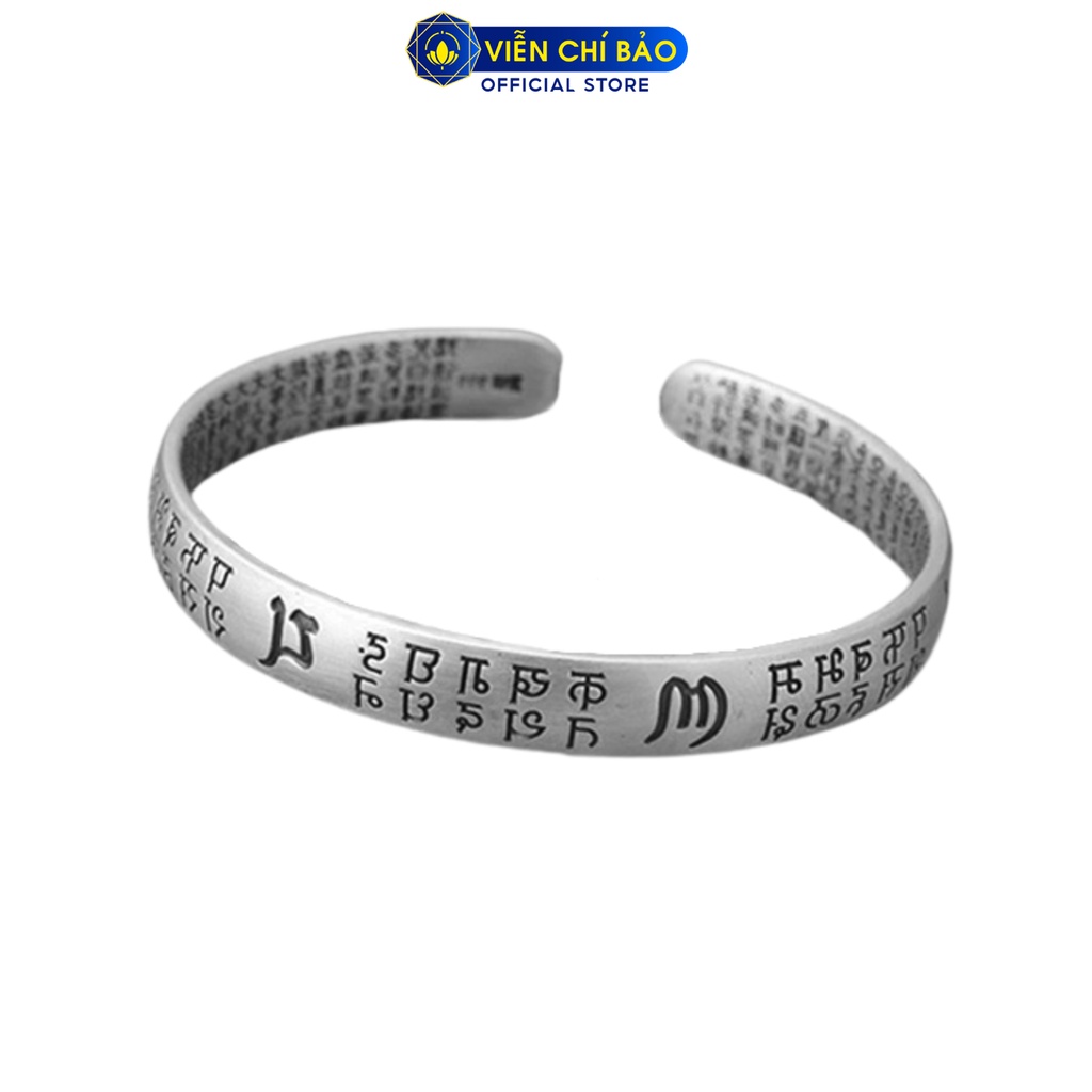 Kiềng tay bạc nữ Lục Tự Chân Ngôn chữ phạn Om mani padme hum chất liệu bạc Thái S925 Viễn Chí Bảo L000277