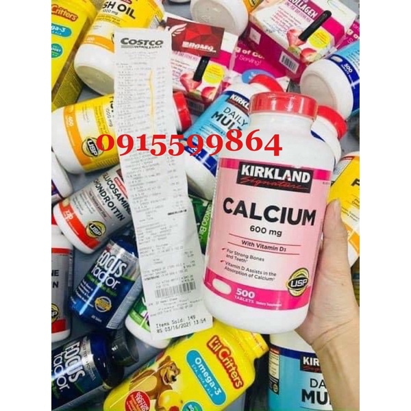 Viên uống Canxi kirkland -Calcium + D3 kirkland 500v