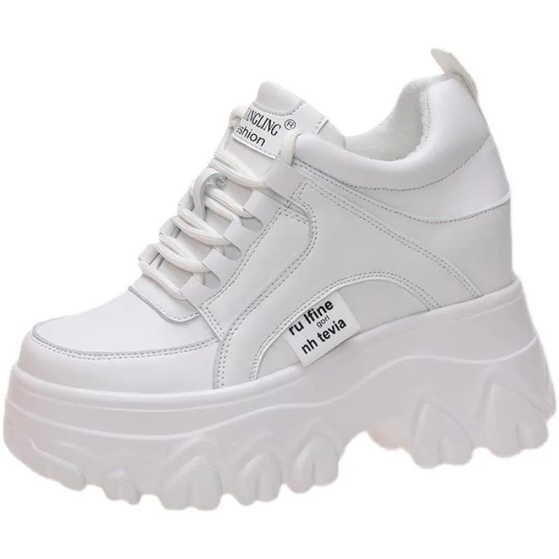 Giày thể thao đế dày 10cm màu đen dễ phối đồ thời trang dành cho nữ