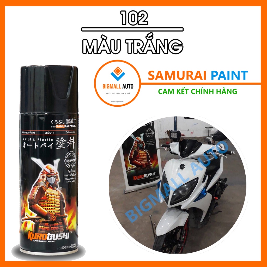 Sơn xịt Samurai màu Trắng - 102 (400 ml)