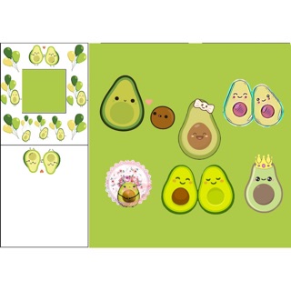 Sticker hình bơ 30-50 cái ép lụa có đề can bóc dán