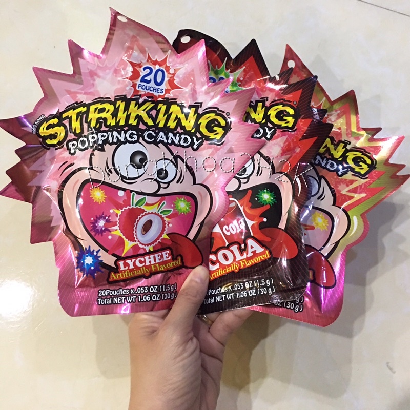 Thùng 48 gói - Kẹo nổ Striking Hongkong 30gr