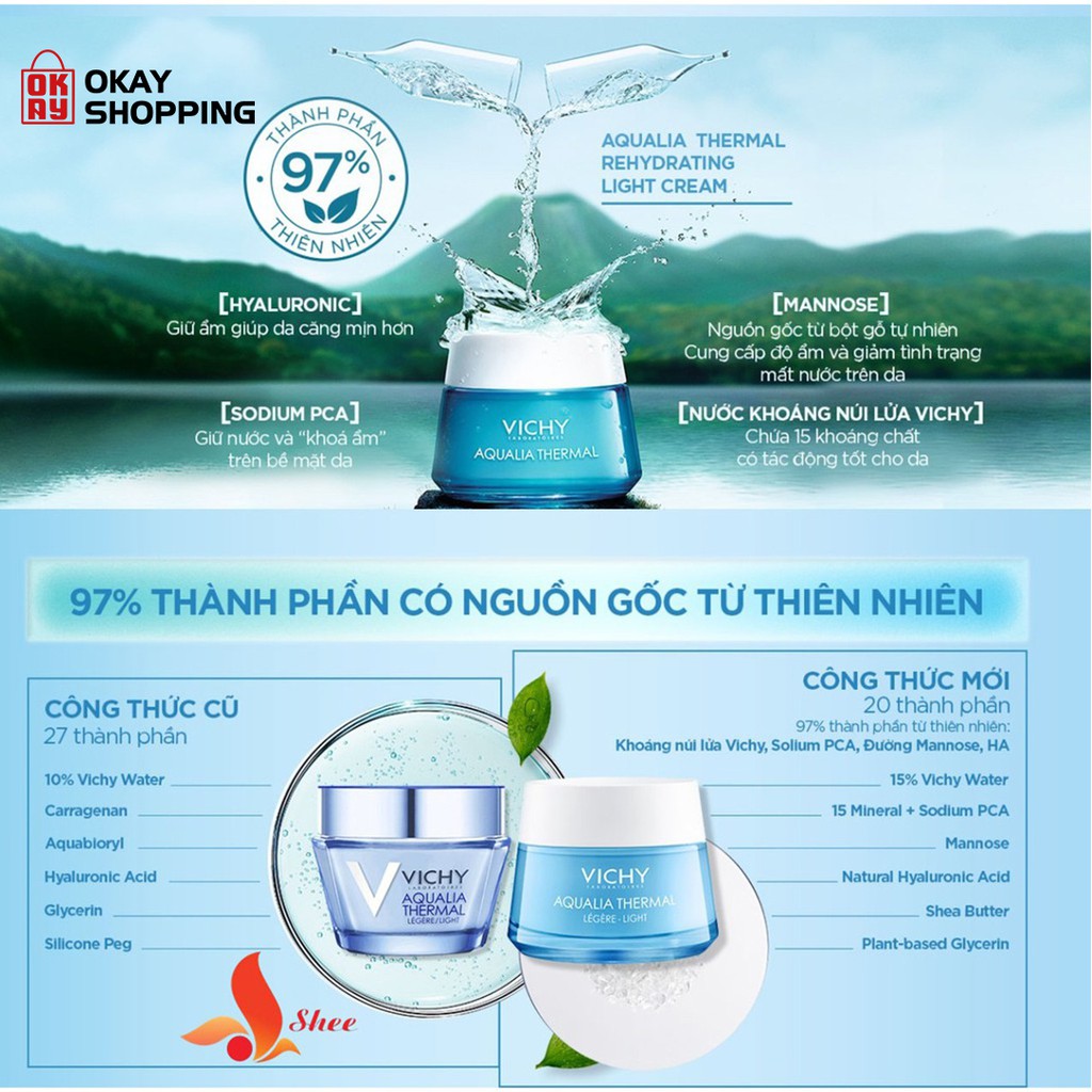 Kem dưỡng ẩm cho da khô, da mất nước và da nhạy cảm Vichy aqualia thermal light 50ml | BigBuy360 - bigbuy360.vn