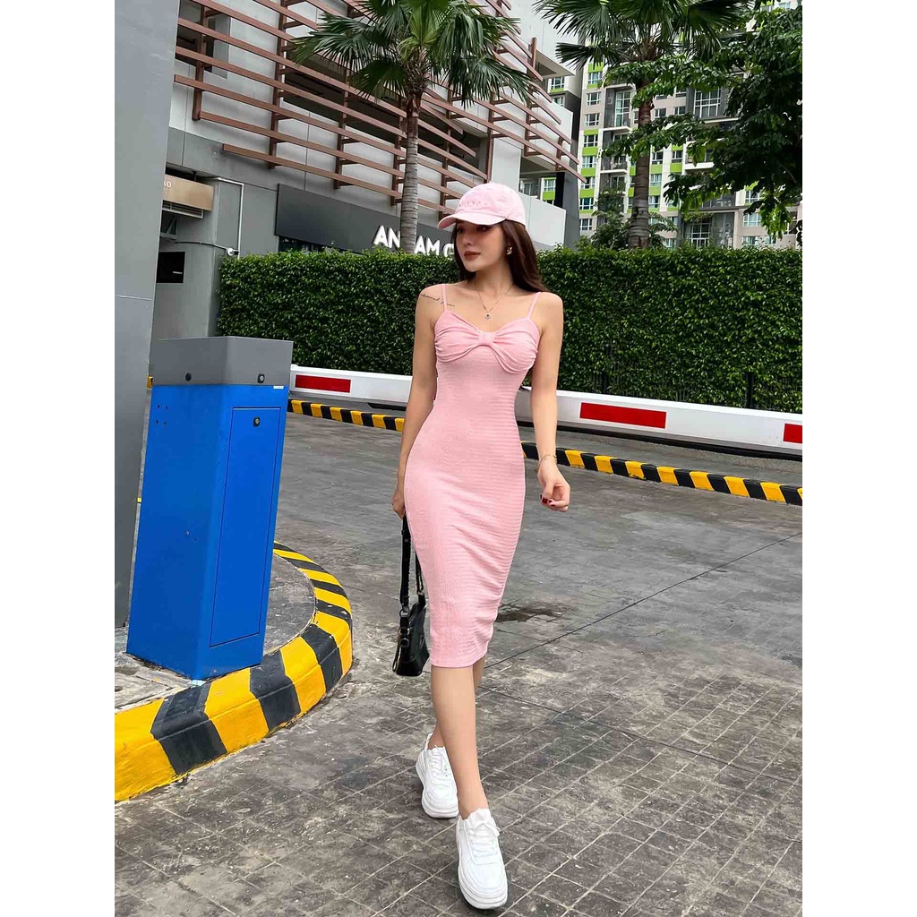 Đầm Dài Nữ Bow Tie Bias Dress , Chất Vải Thun Thoải Mái , WDD000196, SOMEHOW