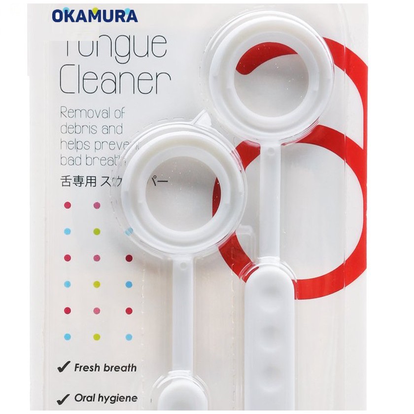 Dụng cụ cạo lưỡi Asahi 2 cây / vỉ - Dụng cụ vệ sinh lưỡi Okamura giúp chăm sóc miệng