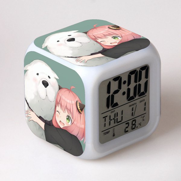 (nhiều mẫu) Đồng hồ báo thức in hình SPY x FAMILY gia đình điệp viên anime chibi dễ thương xinh xắn đèn LED đổi màu