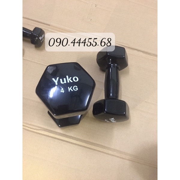 Tạ tay Yuko 4KG - lõi gang bọc cao su Cao Cấp [Giá 1 CHIẾC]
