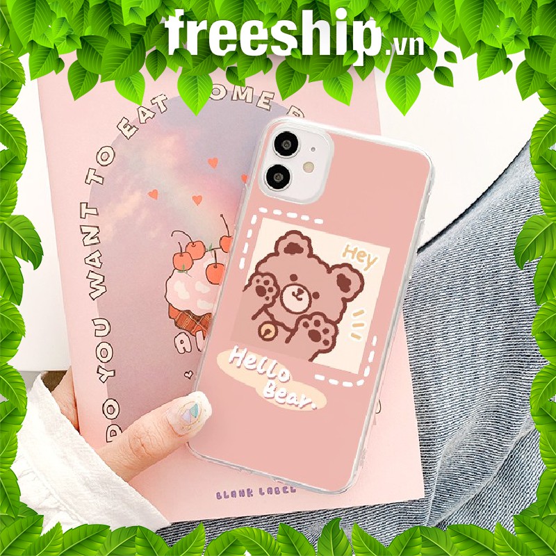 Ốp lưng iphone Hey Bear viền trong chống ố 5/5s/6/6plus/6s/6splus/7/7plus/8/8plus/x/xr/xs/11/12/pro/max/plus/promax