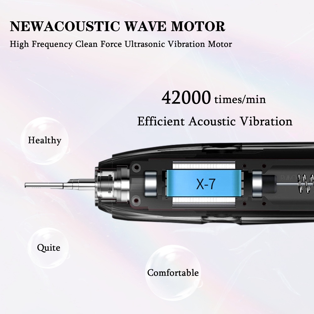 [Hàng mới về] Bàn chải đánh răng điện Sonic X7 sạc qua USB chống thấm nước ipx7 với 4 đầu bàn chải lông mềm an toàn