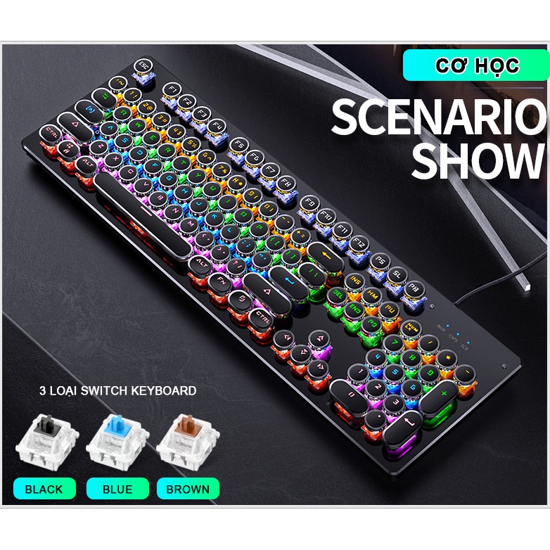 Bàn phím cơ gaming YINDIAO KZ4 nút tròn blue switch có LED RGB biến đổi phù hợp chơi game và làm việc văn phòng
