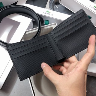 Set Lacoste ví + nịt chéo nửa nhám - S146