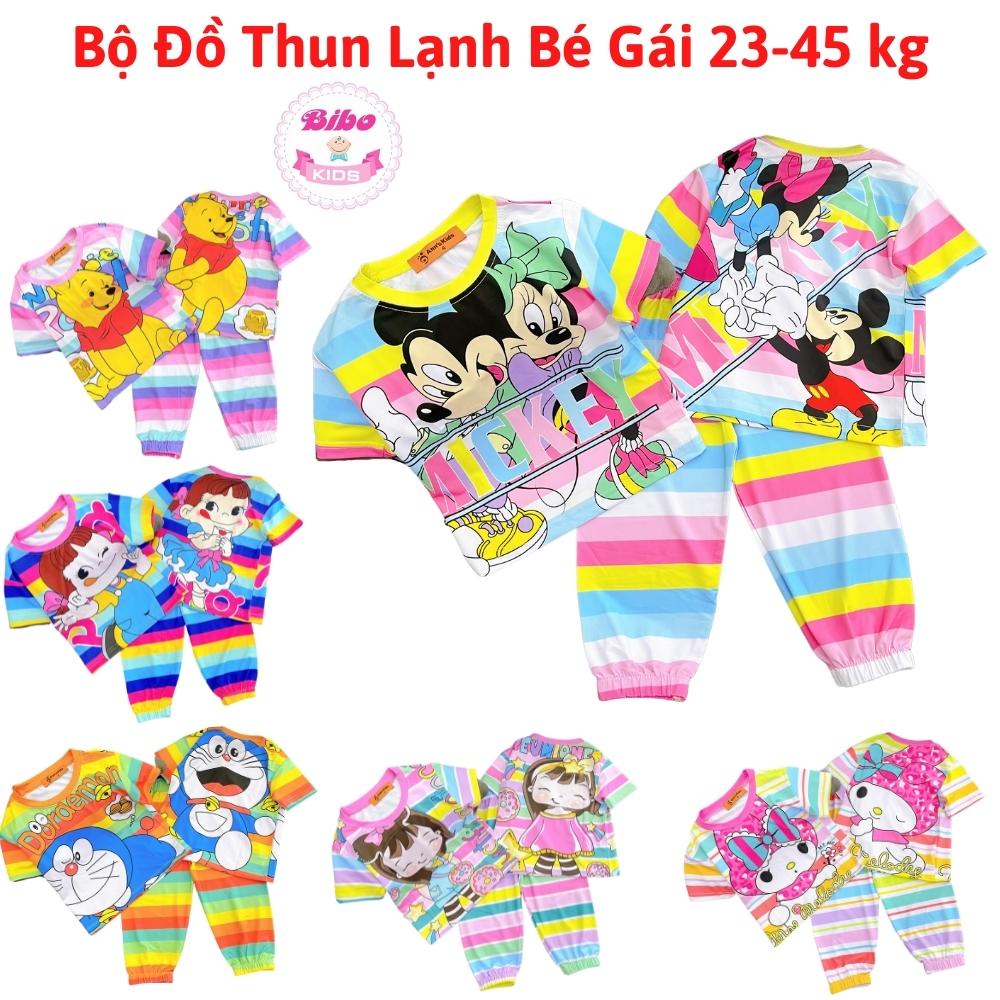 [22-42kg] Bộ Tay Ngắn, Quần Dài chất thun lạnh in Hoạt hình 3D siêu dễ thương cho bé gái, Đồ bộ bé gái HOT HIT