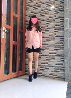 Áo Sơ mi oversize tay dài hồng dâu