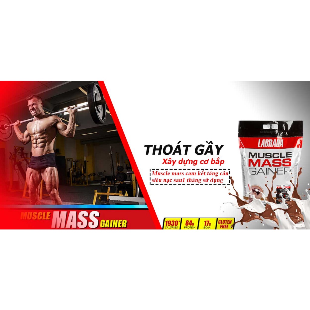Sữa tăng cân, tăng cơ Muscle Mass Gainer 12Lbs  CHÍNH HÃNG HOA KỲ