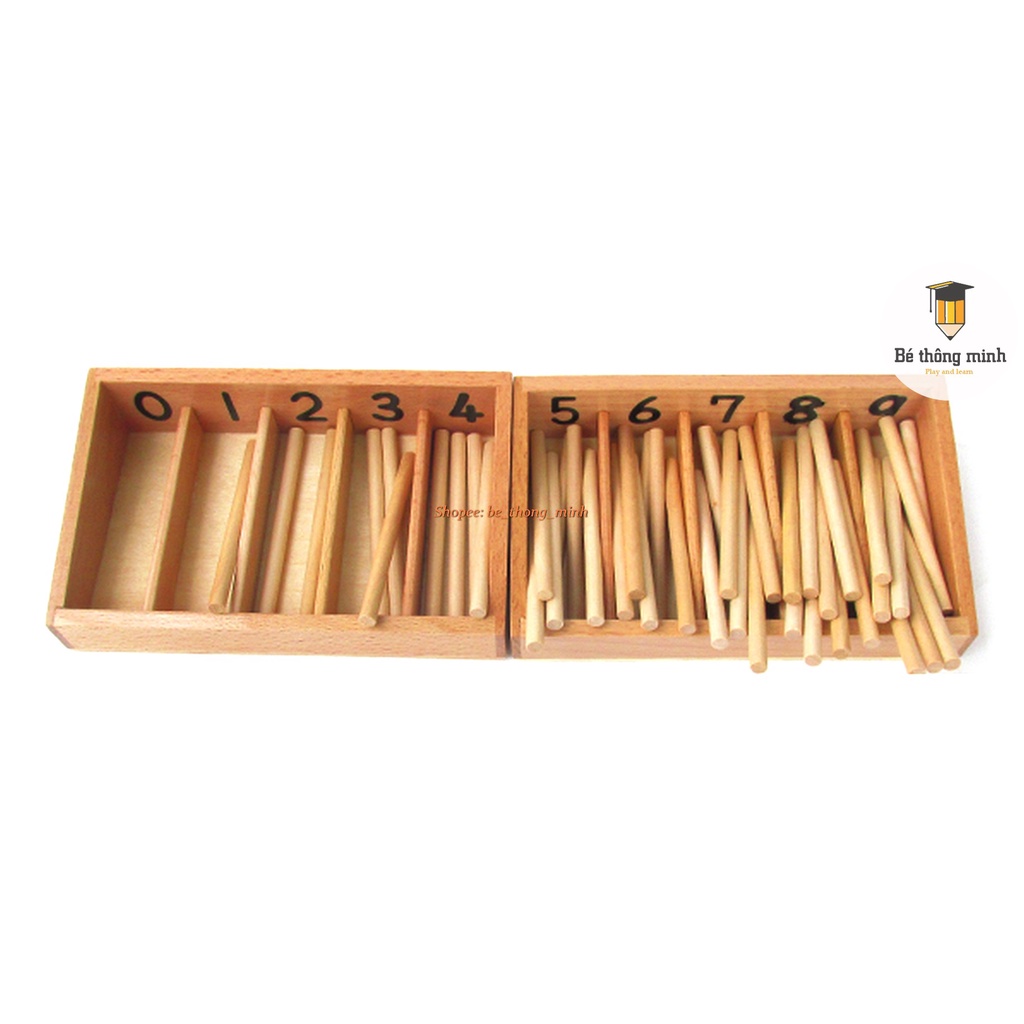 Hộp được đánh số với 45 que tính Montessori (Spindle Box With 45 Spindles)