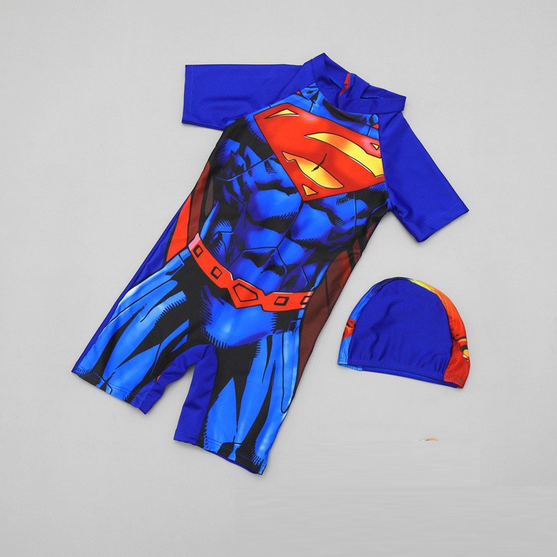 Bộ đồ bơi 1 mảnh + nón họa tiết hoạt hình Avengers thời trang cho bé trai