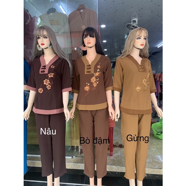 Đồ đi chùa _ đồ lam vải đũi thêu hoa