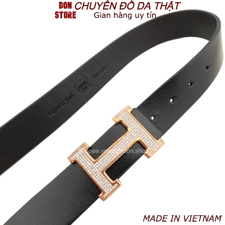 Dây Nịt/ Thắt Lưng Nam Đính Đá Thời Trang Da Bò Thật 100% Bản Dây Rộng 3.8cm Hàng Loại Tốt ( Full Hộp + BH 12 Tháng)