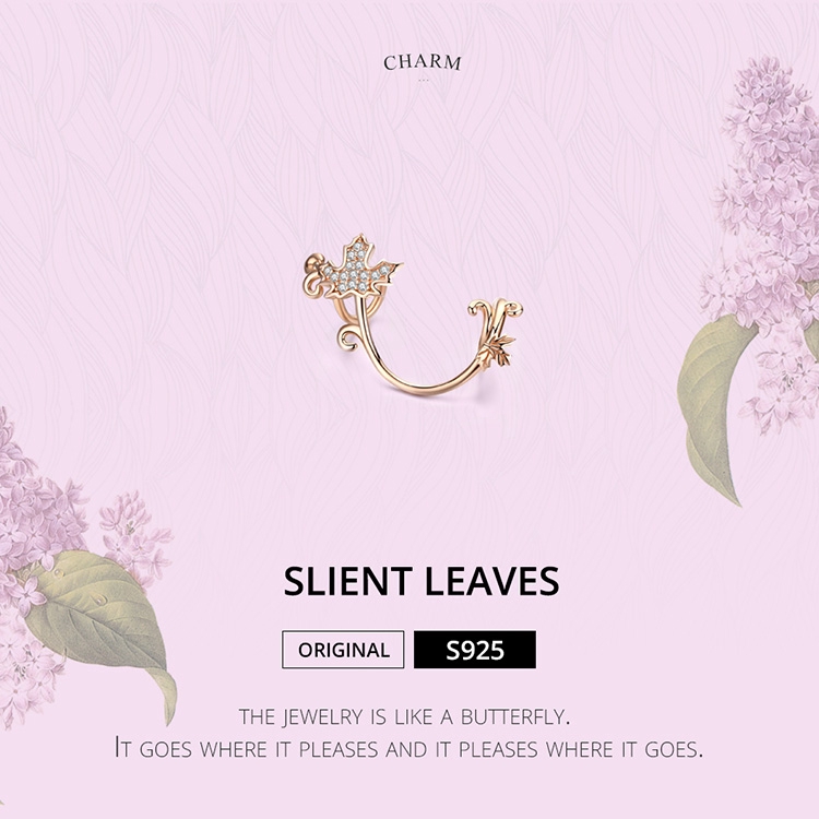 BAMOER Bông Tai  BạC 925 HìNh Lá Phong