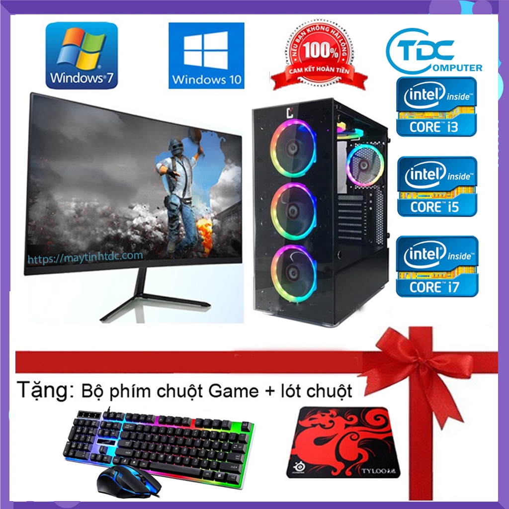 Bộ máy tính để bàn MAX PC + Màn hình 22inch FULL viền cấu hình core i7, i5, Ram 16GB SSD 120GB, Card