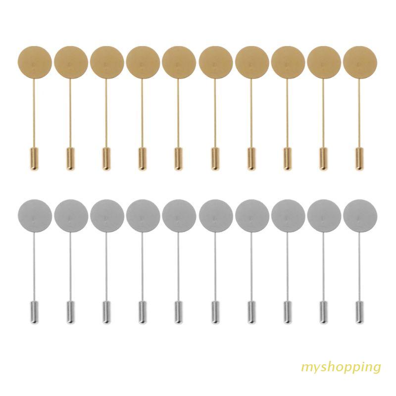 Set 10 ghim cài áo hình dạng khay tròn DIY
