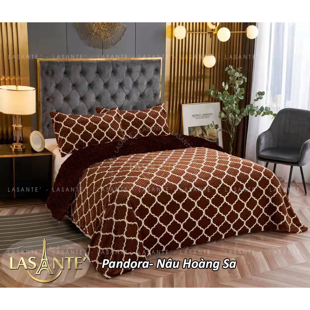 Chăn Lông Cừu Lasante's - Pandora từ len cừu hữu cơ Organic họa tiết lưới sang trọng