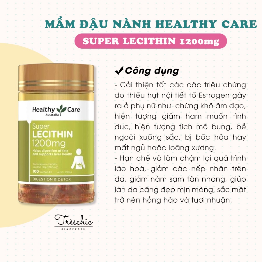 Viên Uống Mầm Đậu Nành Healthy Care Lecithin 100 Viên