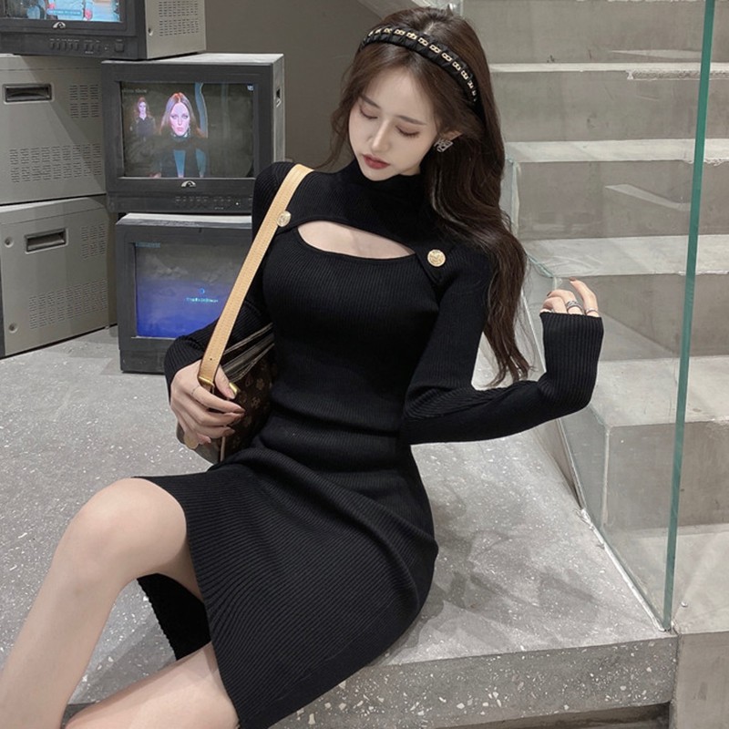 Đầm len body cut-out hàng Quảng Châu cao cấp