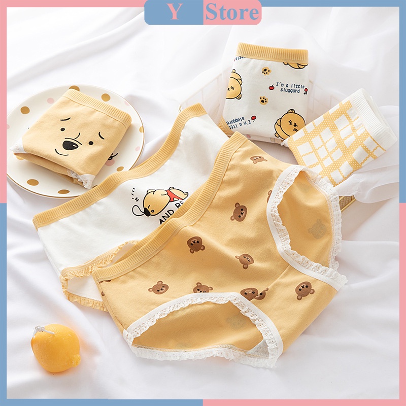 Quần lót nữ cotton giấy gấu vàng 0719