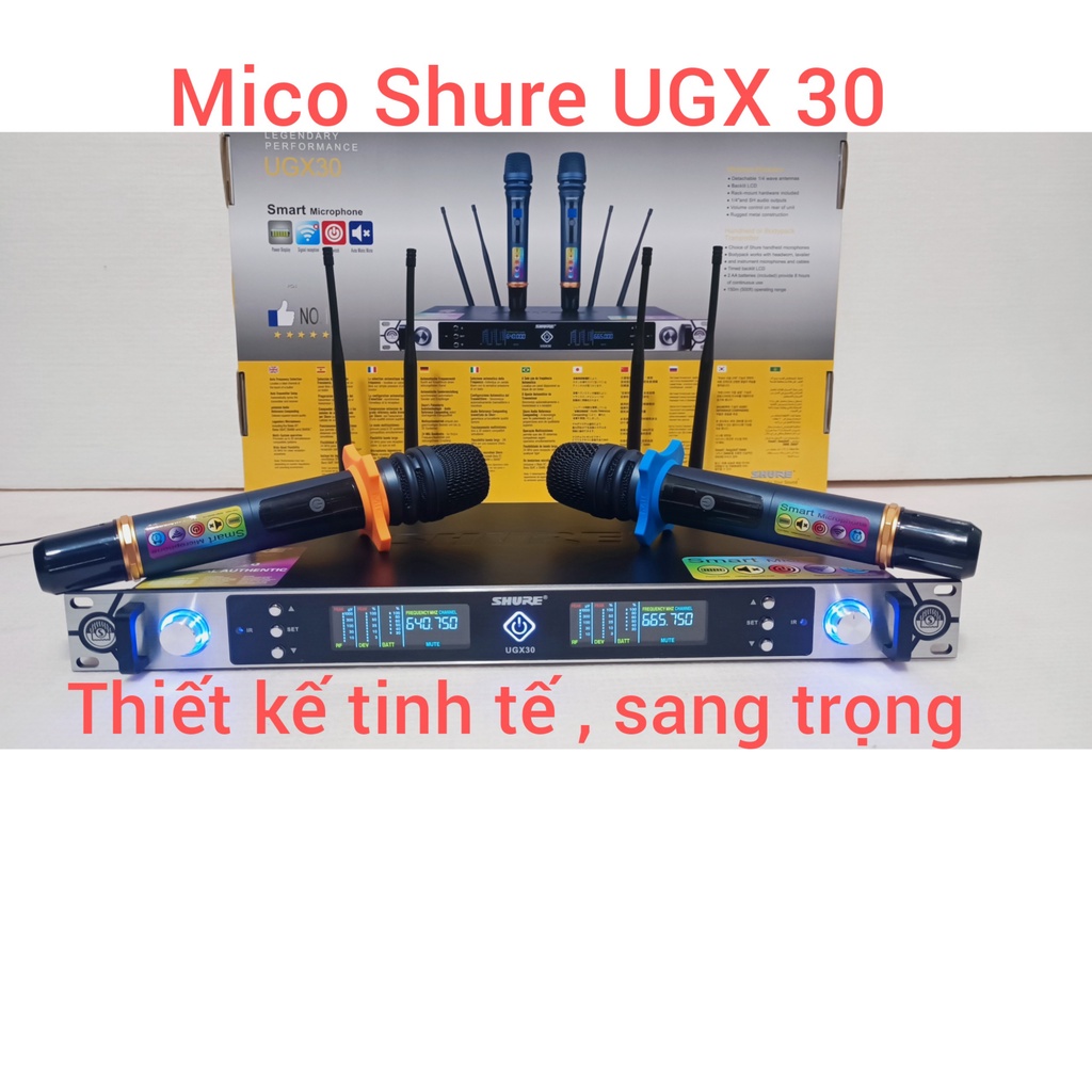 Micro không dây . Micro shure UGX 30 Thế hệ mới hát karaoke hay nhẹ chất lượng âm thanh sống động