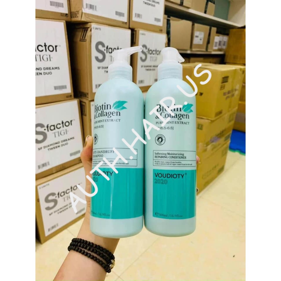 🛑FreeShip🛑Cặp Dầu Gội Xả Biotin Collagen Xanh Dương | Giảm Gàu Hiệu Quả ⚜️Hàng Chính Hãng⚜️ Ⓒ