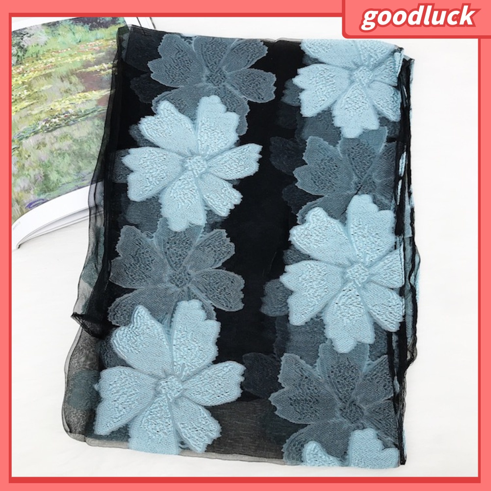 Khăn Choàng Cổ Dài Chống Tia UV Thêu Hoa Dành Cho Nữ