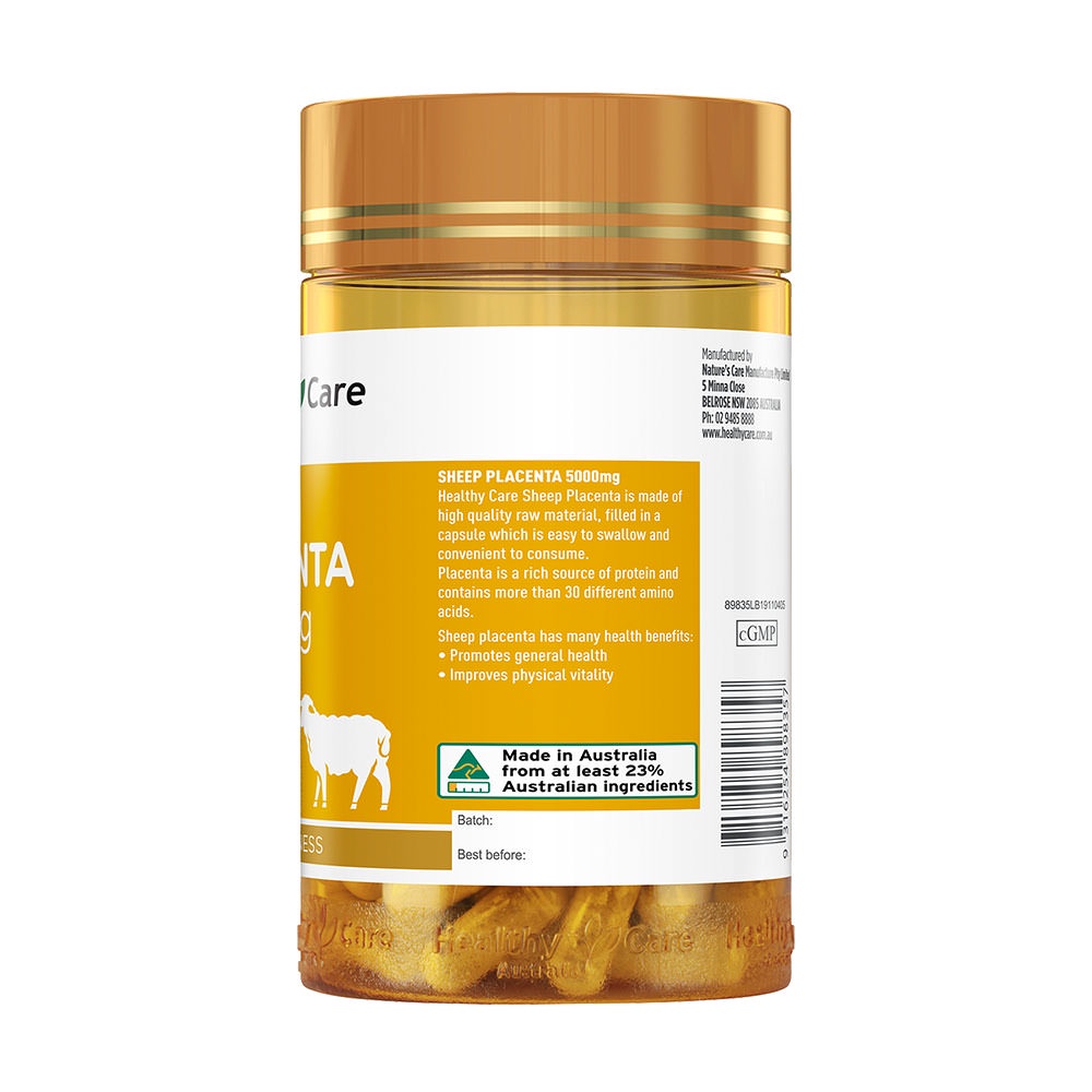 Viên uống nhau thai cừu Healthy Care Sheep Placenta 5000mg 100 viên của Úc