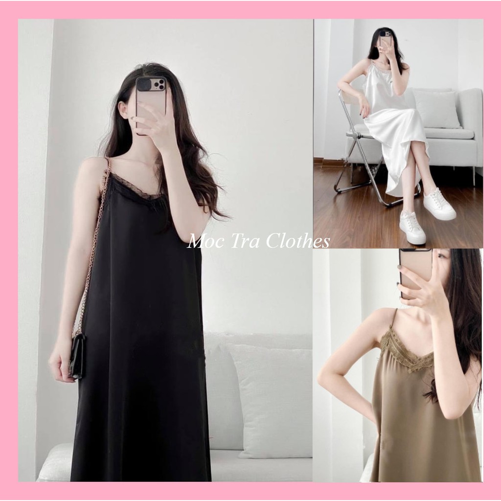 Đầm xinh Maris Dress thiết kế hai dây viền ren tiểu thư siêu xinh, Váy 2 dây nữ phối ren rẻ đẹp thích hợp đi biển