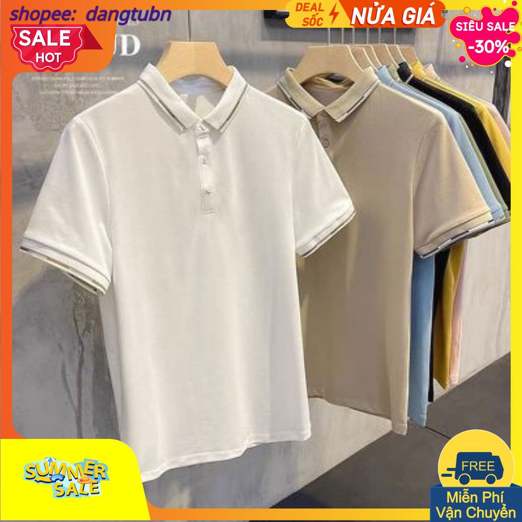 BÁN SỈ ÁO POLO NAM TRƠN PHỐI CỔ VIỀN 4 MÀU ANAM12