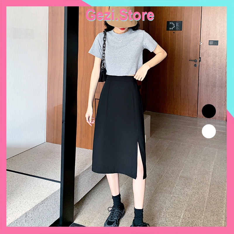 Chân váy Dài Chữ A ulzzang, Váy Chữ A dài xẻ tà