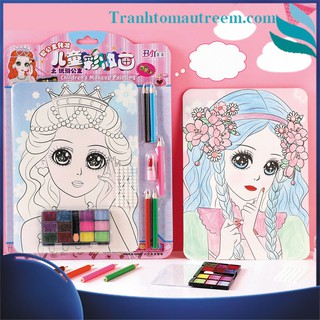 Tranh Tô Màu Trang Điểm Công Chúa Kèm Son