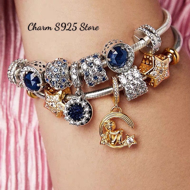 charm pan treo bầu trời sao bạc s925 cao cấp